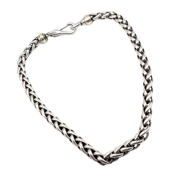 David Yurman DY Sterling Silver 14k Yellow Gold Wheat 8.5mm Chain Necklace 16" - Picture 7 of 10